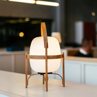 Vnitřní lampa na stůl a podlahu | Dřevěná moderní LED lucerna