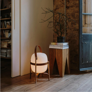 Vnitřní lampa na stůl a podlahu | Dřevěná moderní LED lucerna