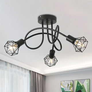 Vnitřní Černá Industriální Stropní Lampa | Design se 3 Světly E14
