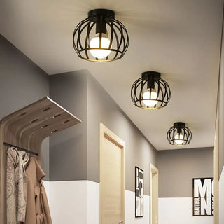 Vnitřní Industriální Stropní Svítidlo | Průmyslový Klecový Černá Design