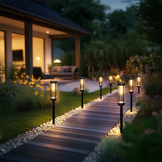 Venkovní Solární Zahradní Lampa | Moderní Černá LED Design