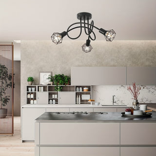 Vnitřní Černá Industriální Stropní Lampa | Design se 3 Světly E14