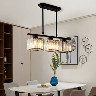 Vnitřní Moderní Křišťálové Závěsné Svítidlo | Obdélníkový Design pro Jídelní Stůl
