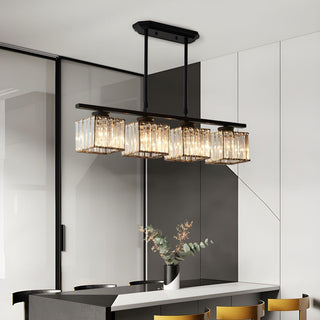 Vnitřní Moderní Křišťálové Závěsné Svítidlo | Obdélníkový Design pro Jídelní Stůl