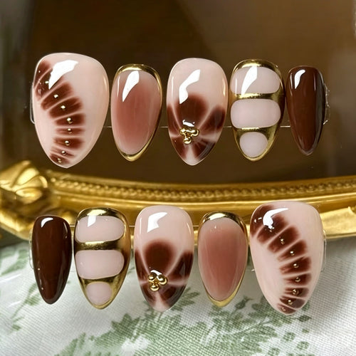 Ombre Press-On Nails with Rhinestones 30 Pcs