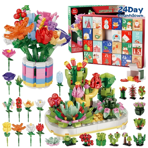 Advent calendar with flower building set, 24 days