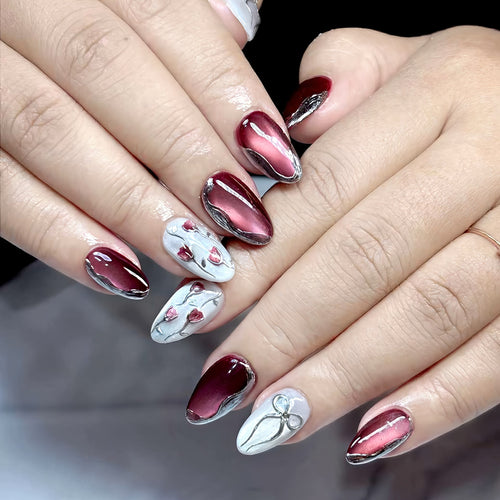 Nail design set with metallic details for decorating nails