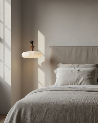 Hanging ribbed cocoon light for the living room