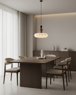 Hanging ribbed cocoon light for the living room