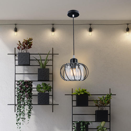Lampa wisząca okrągła do przedpokoju, metalowa, E27