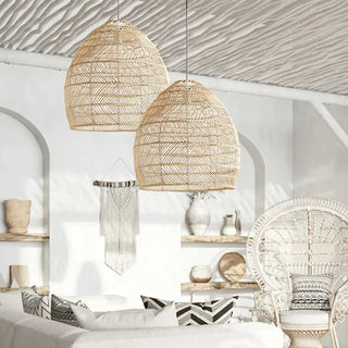 Vnitřní Závěsné Svítidlo | Boho Ratanové Stínidlo