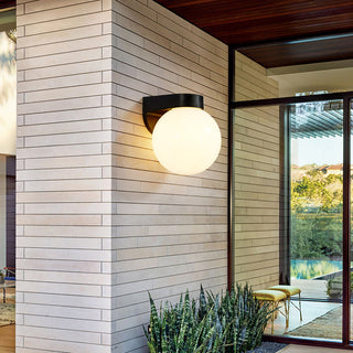 Zewnętrzna nowoczesna lampa ścienna | Czarna kulista LED kształt IP65