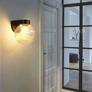 Zewnętrzna nowoczesna lampa ścienna | Czarna kulista LED kształt IP65