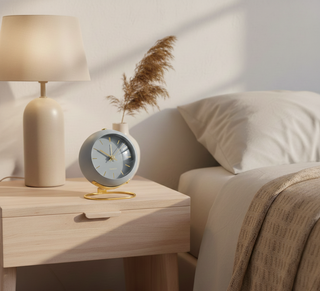 Retro alarm clock with silent movement and vintage metal case