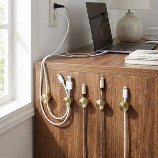 Round cable organizer for the desk with adhesive mounting