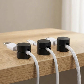 Round cable organizer for the desk with adhesive mounting