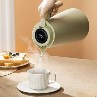 Cafetière thermique avec affichage de la température et poignée en bois