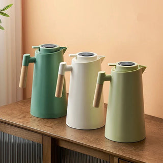 Cafetière thermique avec affichage de la température et poignée en bois