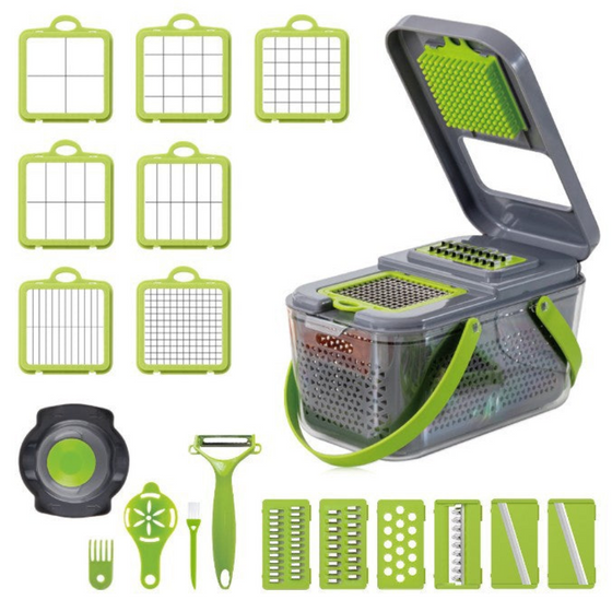 Vegetable chopper with 18 functions for the kitchen