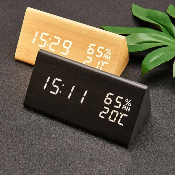 LED alarm clock with digital display for bedside table