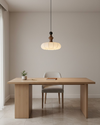 Hanging ribbed cocoon light for the living room