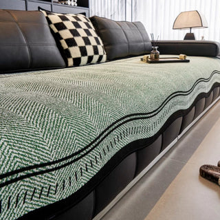 Nowoczesny pokrowiec na sofę z falistym, antypoślizgowym wzorem do salonu