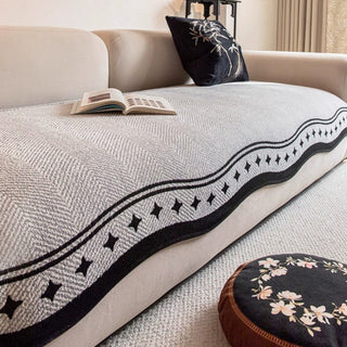 Nowoczesny pokrowiec na sofę z falistym, antypoślizgowym wzorem do salonu