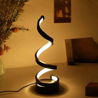 Vnitřní moderní Stolní Lampa | Černá Spirálová Stmívatelná LED Design
