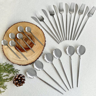 Sada příborů moderní stříbrná 24 kusů