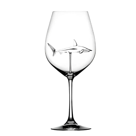Funny wine glass shaped like a shark