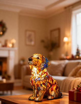 Stolní lampa LED dekorativní mozaika labradorský retrívr