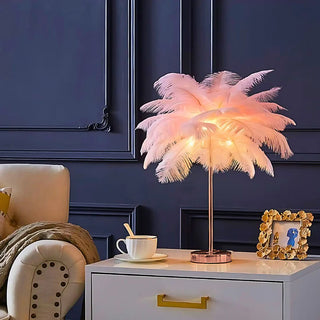 Stolní lampa peří dekorativní elegantní