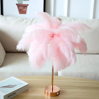 Stolní lampa peří dekorativní elegantní