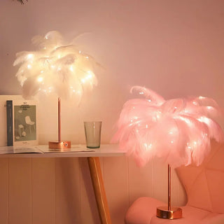 Stolní lampa peří dekorativní elegantní