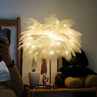 Stolní lampa peří dekorativní elegantní