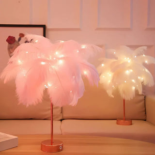 Stolní lampa peří dekorativní elegantní