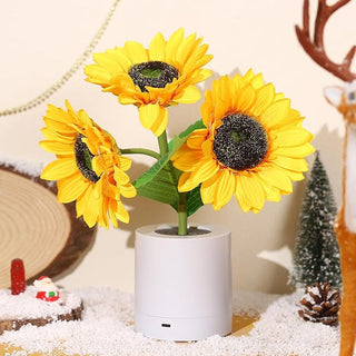 Lampa stołowa słonecznik błyszcząca złota LED USB z dotykowym ściemniaczem