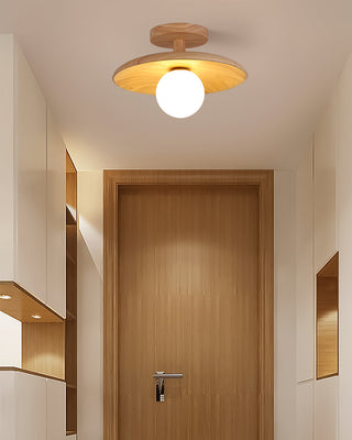 Stropní lampa moderní dekorativní kulatá dřevěná LED