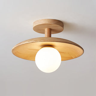 Stropní lampa moderní dekorativní kulatá dřevěná LED