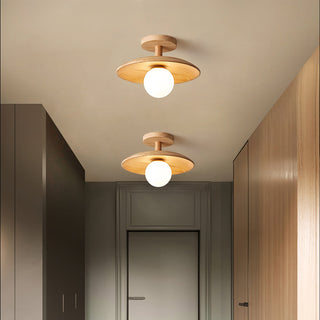 Stropní lampa moderní dekorativní kulatá dřevěná LED