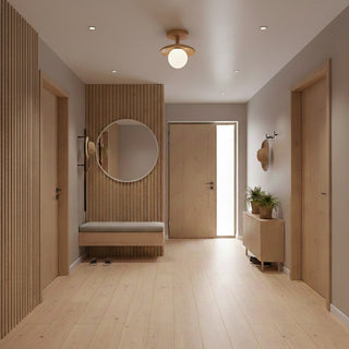Stropní lampa moderní dekorativní kulatá dřevěná LED