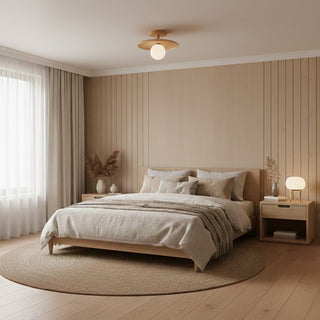 Stropní lampa moderní dekorativní kulatá dřevěná LED