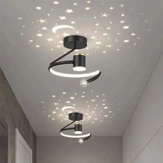 Modern black star LED ceiling light