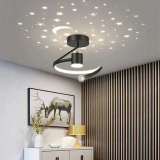Modern black star LED ceiling light