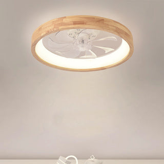 Stropní ventilátor se světlem LED japonský dřevěný do ložnice