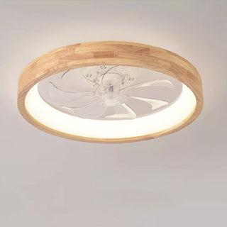 Stropní ventilátor se světlem LED japonský dřevěný do ložnice