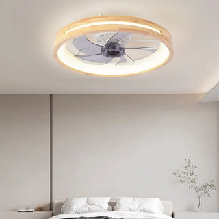 Stropní ventilátor se světlem LED japonský dřevěný do ložnice