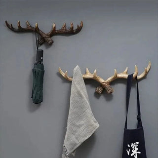 Porte-manteau mural avec crochets en forme de bois de cerf pour entrée  