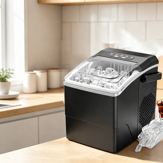 Commercial dual-use ice cube maker with transparent lid design, efficient cooling, durable, ideal for restaurants and bars, perfect for office kitchens