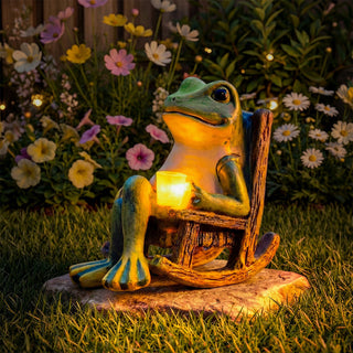 Statue solaire d'extérieur grenouille lumineuse pour décoration de jardin